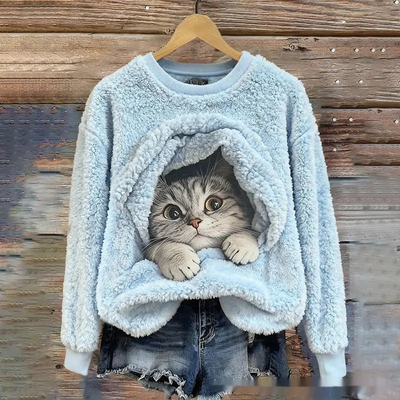 3D Digital Printed Flannel Sweatshirt Women hercurva