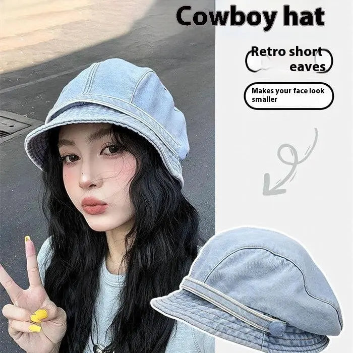 Jean Fisherman Hat Women's Short Brim Beret Bucket Hat hercurva