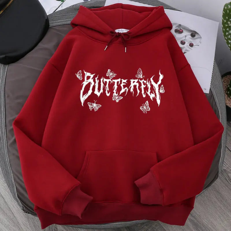 Gothic Letter Butterfly Loose Couple Sweatshirt hercurva