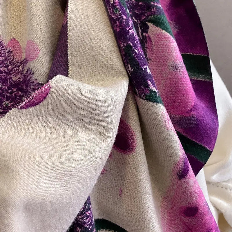 Printed Artificial Cashmere Scarf Women's Thick Windproof Shawl hercurva