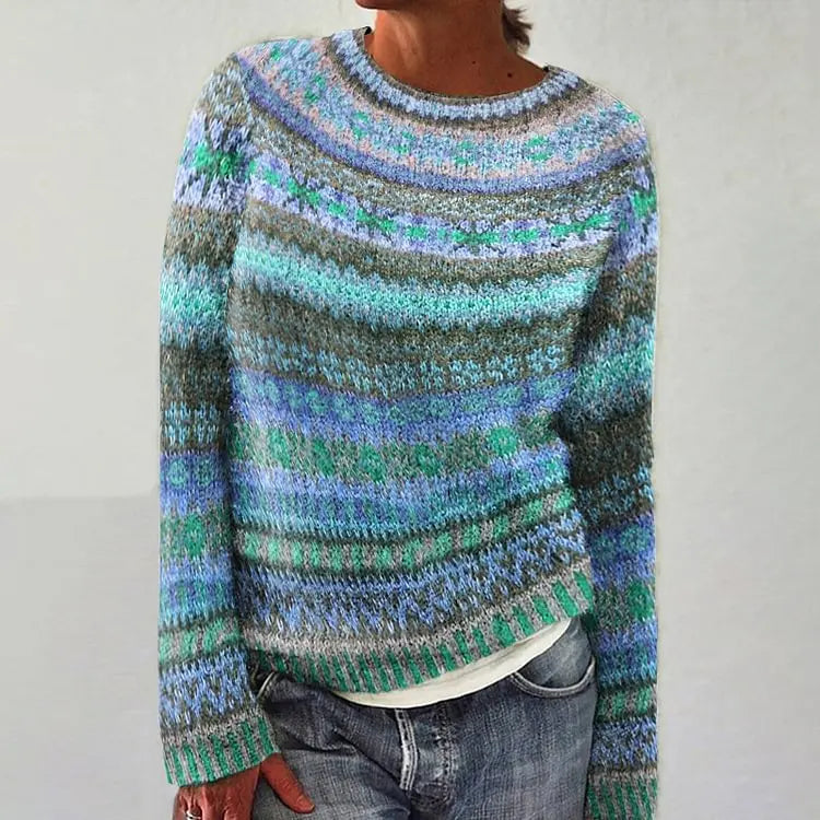 Women's Printed Wear Crew Neck Casual Sweater hercurva