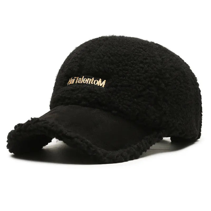 Autumn Winter Color Matching Fashion All-match Plush Warm Peaked Cap hercurva