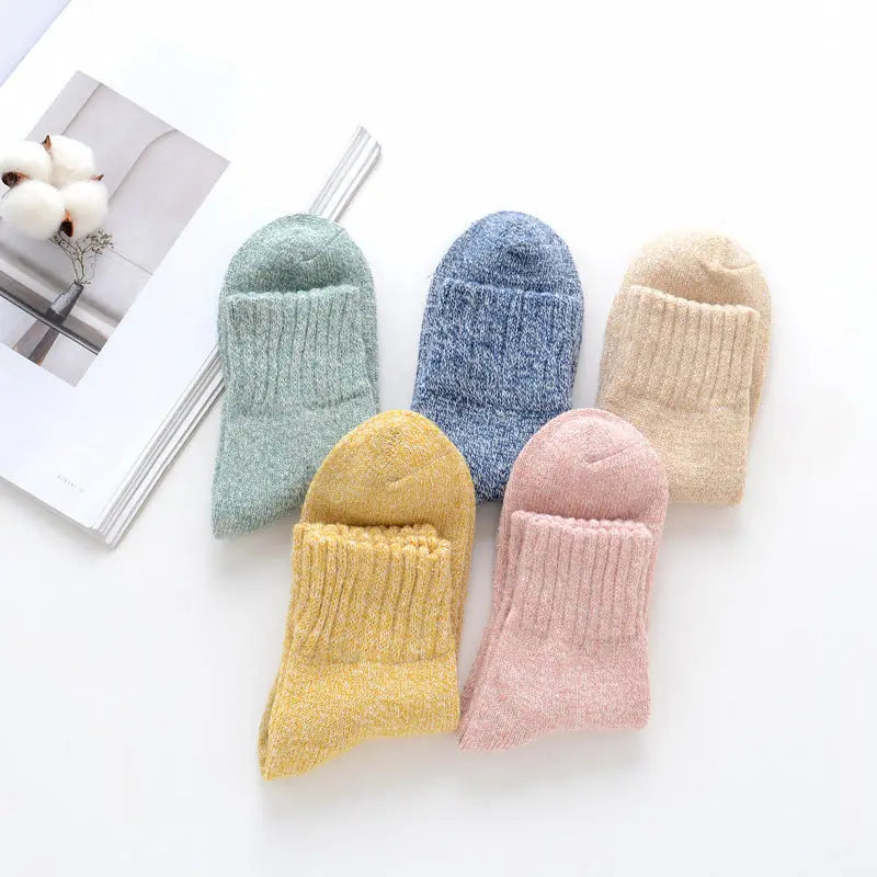 Winter Rhombus Wool Socks Thick Line Medium Tube hercurva