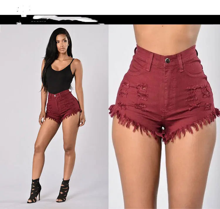 Stretch Sexy Frayed Denim Shorts Women's Hot Pants hercurva