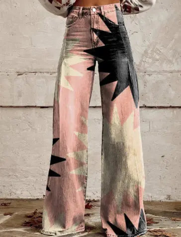 Thin Faux Denim Wide-leg Pants hercurva