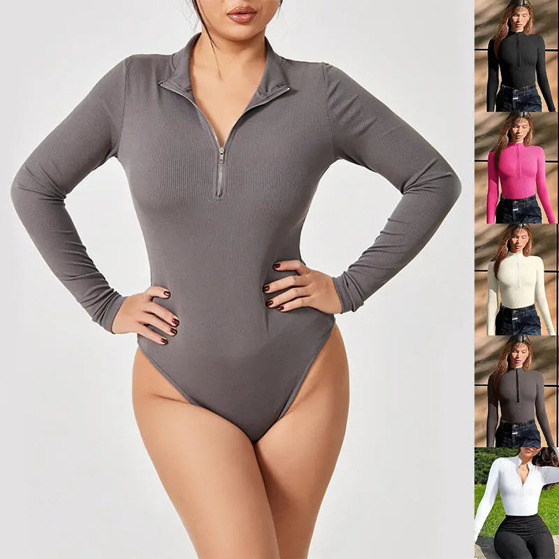 Fashion Long Sleeve Zipper Jumpsuit Seamless Slimming Shapewear For Women Romper hercurva