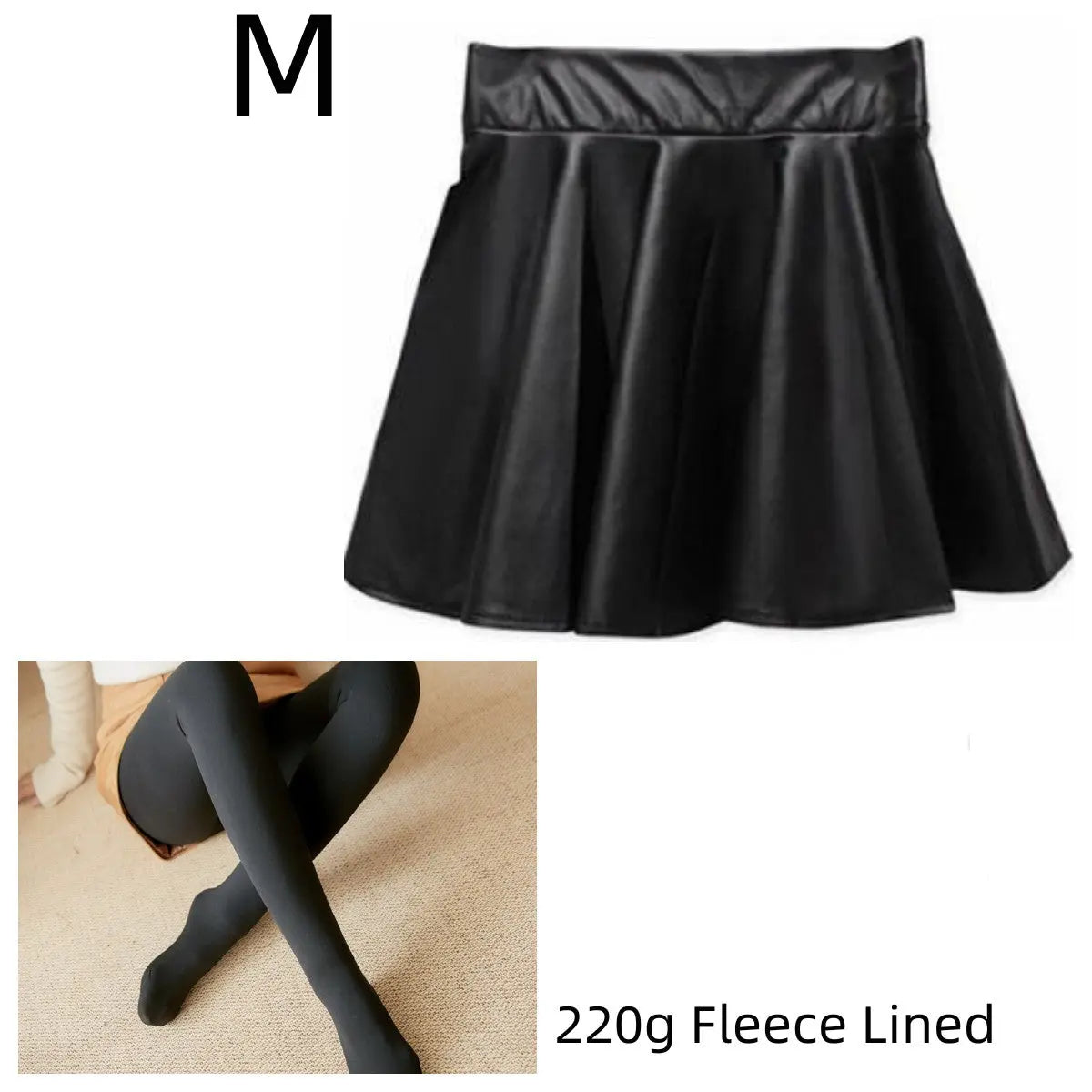 High waist Faux Leather Skirt sun skirt pleated skirt hercurva