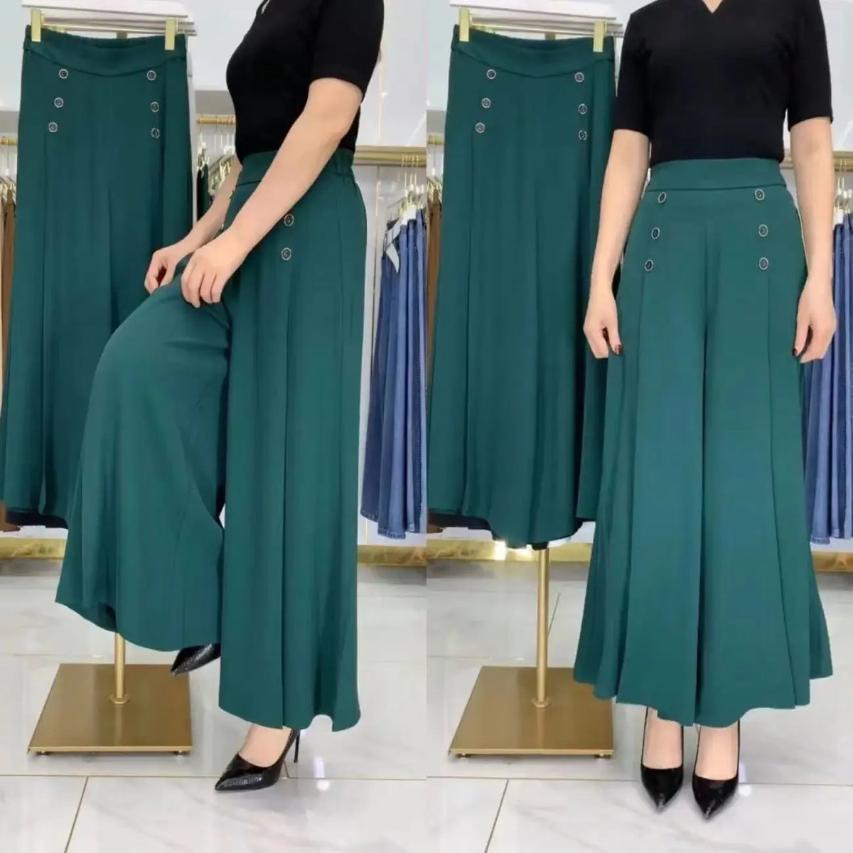 Slim Middle-aged Women's Trousers With Nine-quarter Skirt hercurva