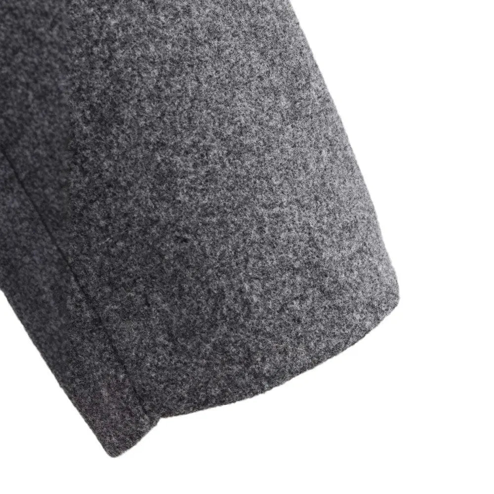 Gray Suit Woolen Jacket Women's Loose Double-breasted Short Coat hercurva