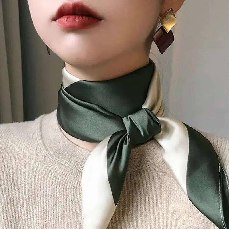 Artificial Silk Striped High-grade Korean Style Stylish Beach Arm Bag Silk Scarf hercurva