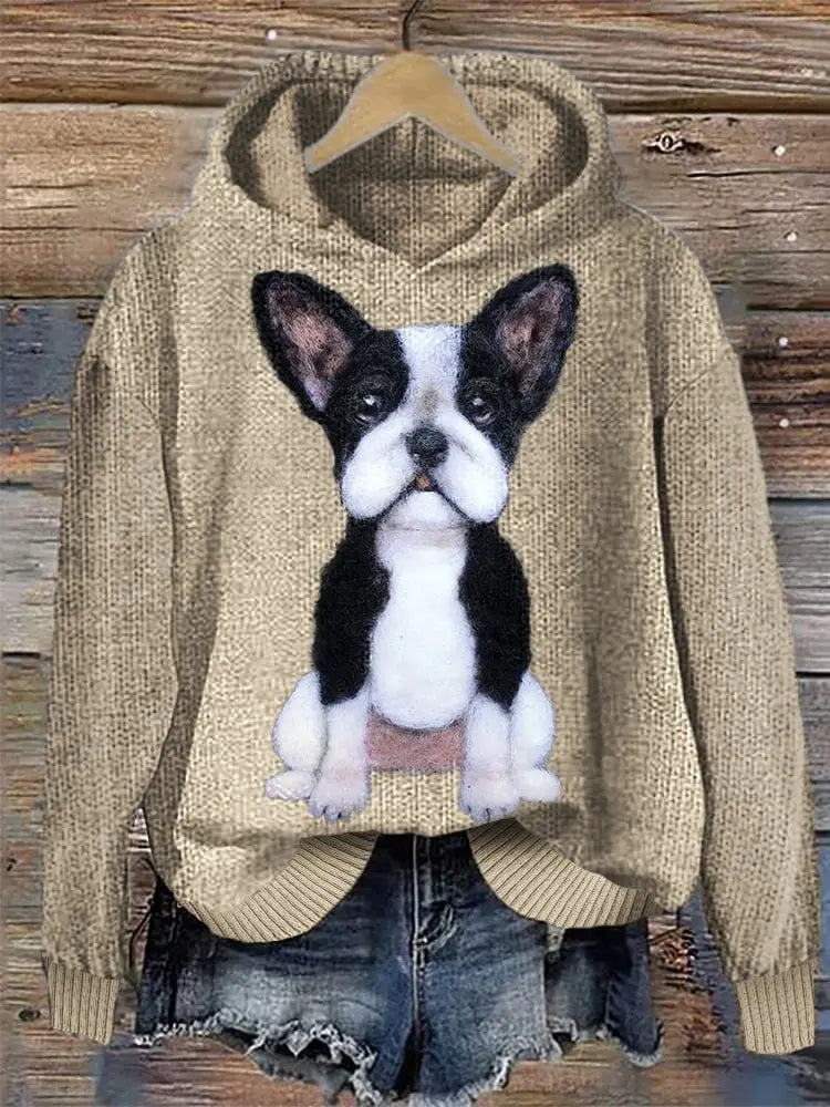 Animal Print Hooded Women's Sweater hercurva