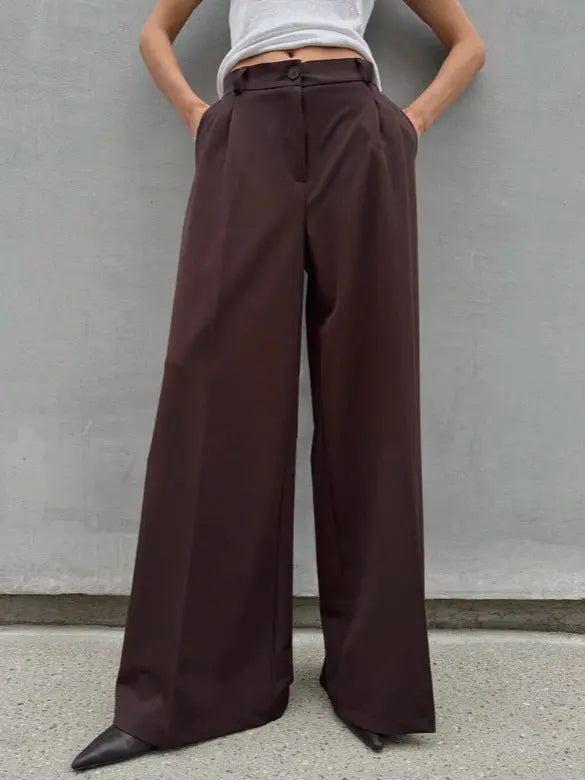 High Waist Mopping Commuter Draped Suit Pants hercurva
