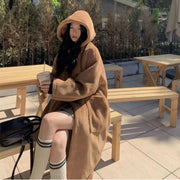 Mid-length Horn Button Lamb Wool Coat For Women hercurva