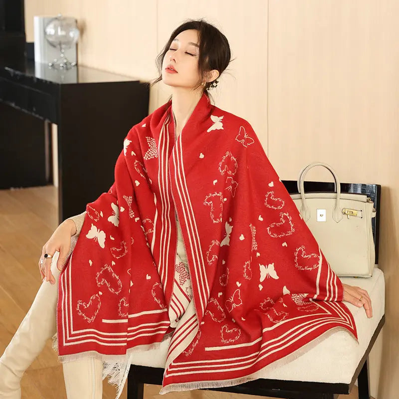Female Versatile Fashion Thickened Warm Cashmere Scarf hercurva
