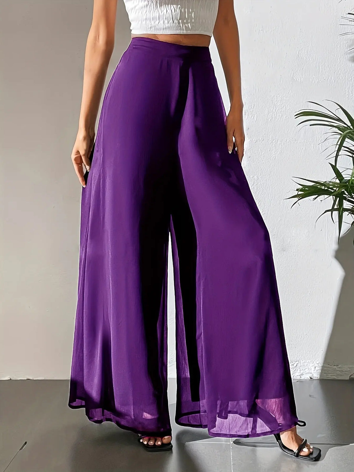 Casual Chiffon Wide-leg Pants Loose Trousers hercurva