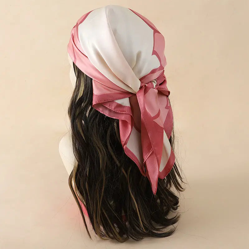 Artificial Silk Striped High-grade Korean Style Stylish Beach Arm Bag Silk Scarf hercurva