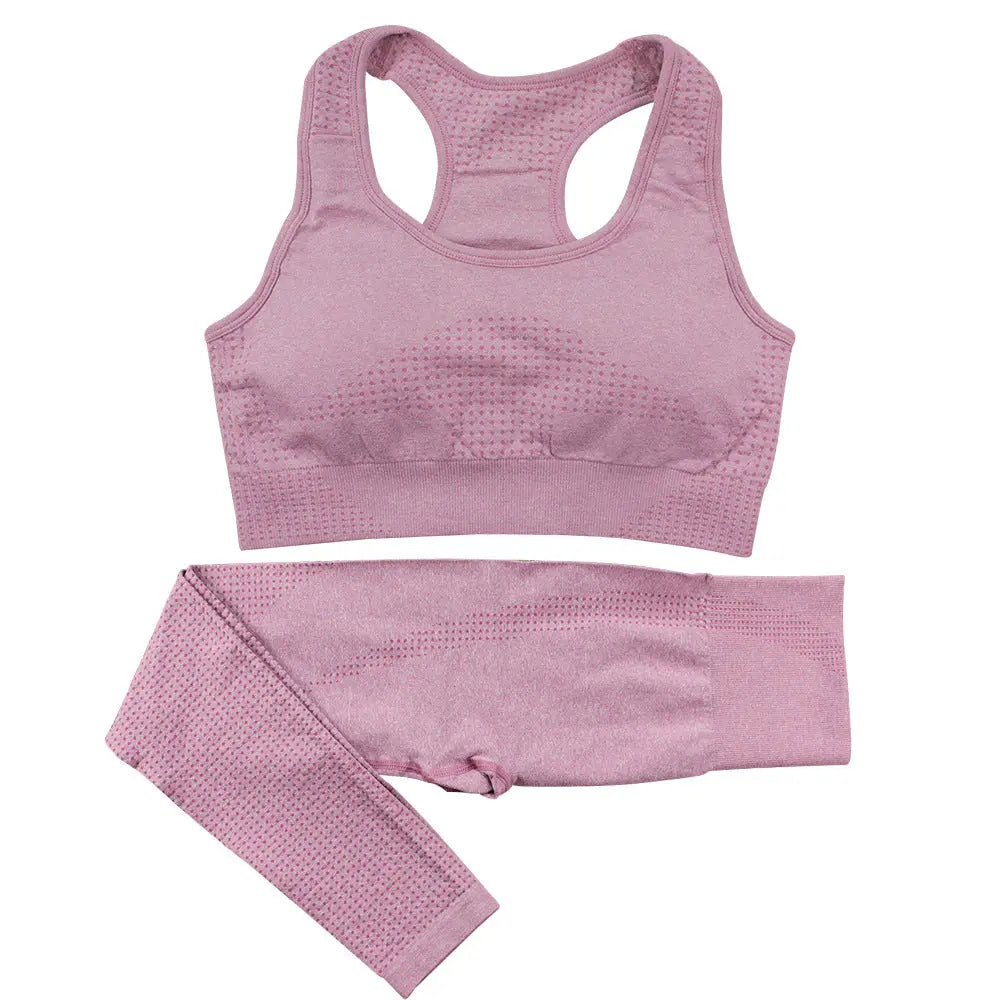 2PCS Seamless Yoga Set Women Tracksuit High Waist Leggings Workout Sportswear Gym Clothing Fitness Crop Top Sports Suits Gym Set hercurva