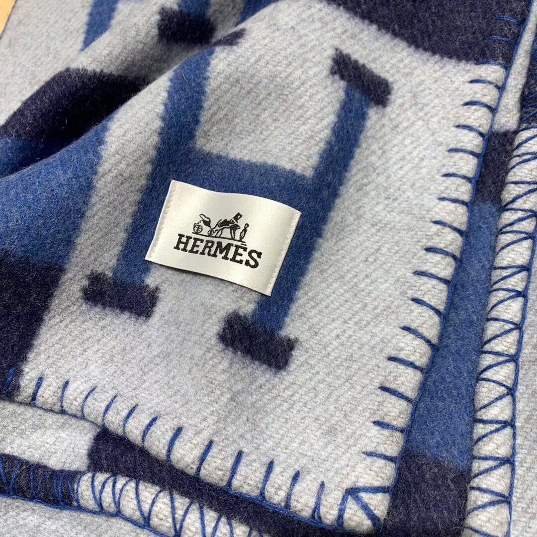 HM Avalon Throw Blanket Marine Wool Cashmere