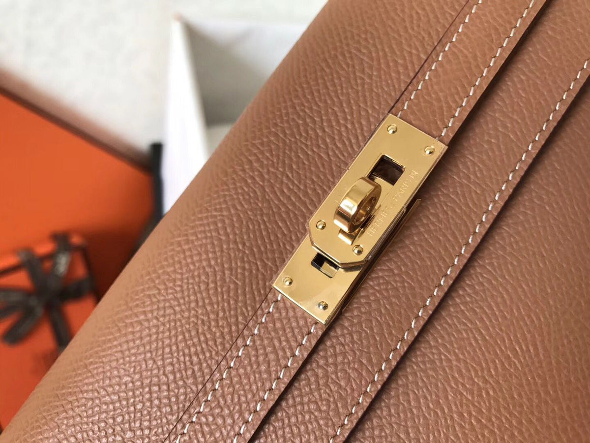 Kelly Long Wallet 20cm Brown Epsom Leather