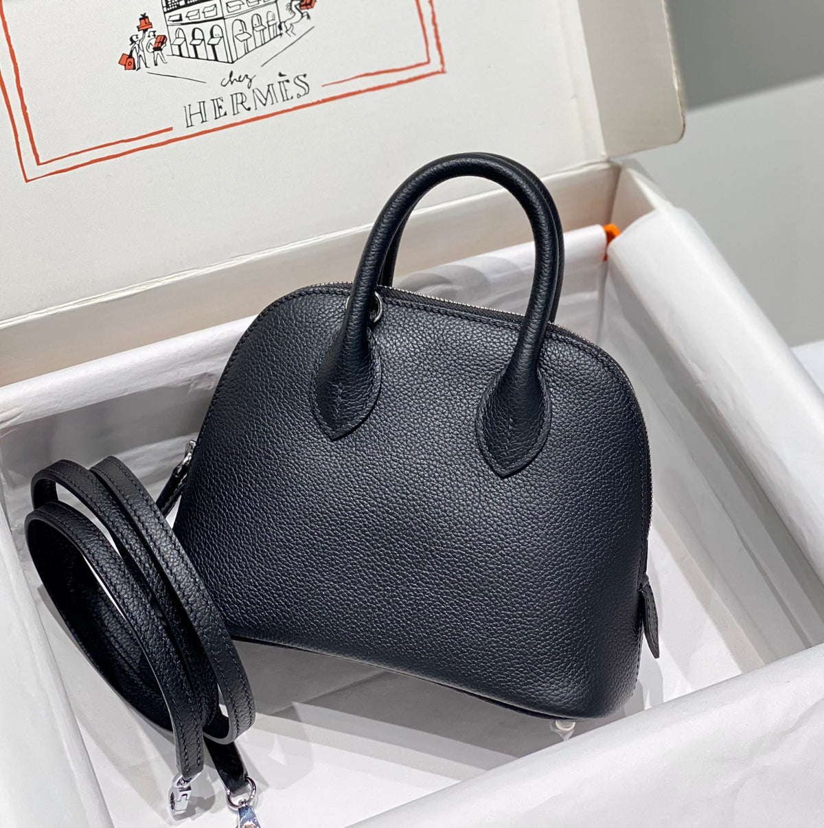 High-end Hermes 2026 Bolide Bowling Bag 18cm Evercolor Leather 1
