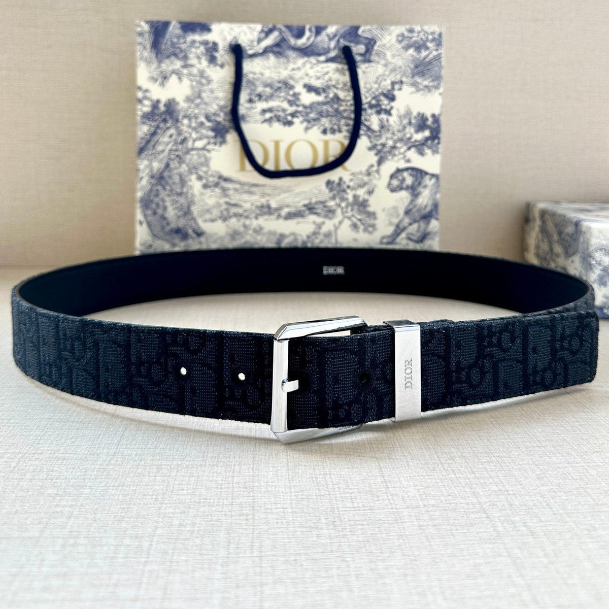Dior Oblique Belt 35mm Jacquard and Grained Calfskin 208461