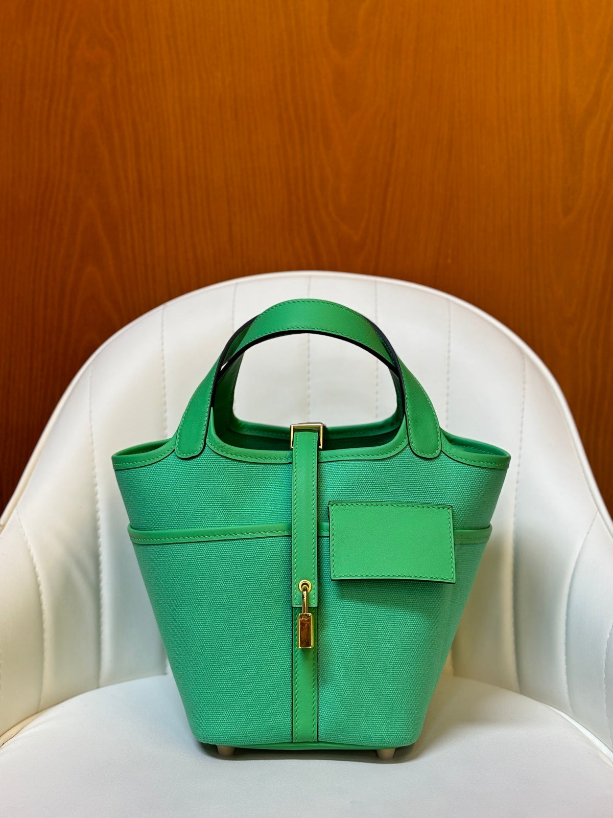 High-end Hermes 2026 Picotin Lock 18 Pocket Bag Canvas/Swift Calfskin 2