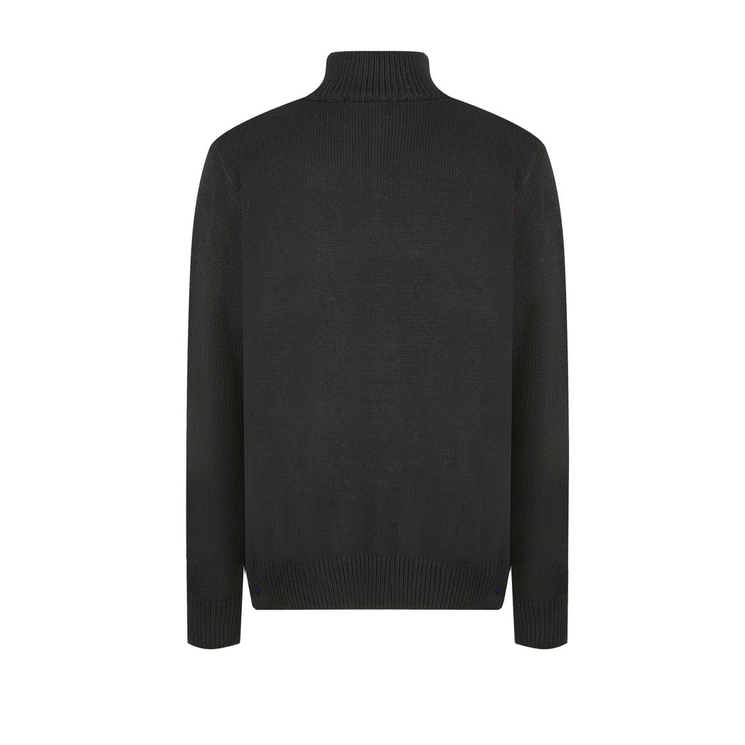 CELINE Embroidered Zipper Polo Sweater Wool Cotton