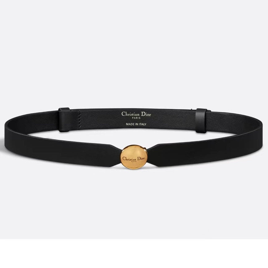 Dior 2026 D-Pépite Belt 15mm Black Leather 184991