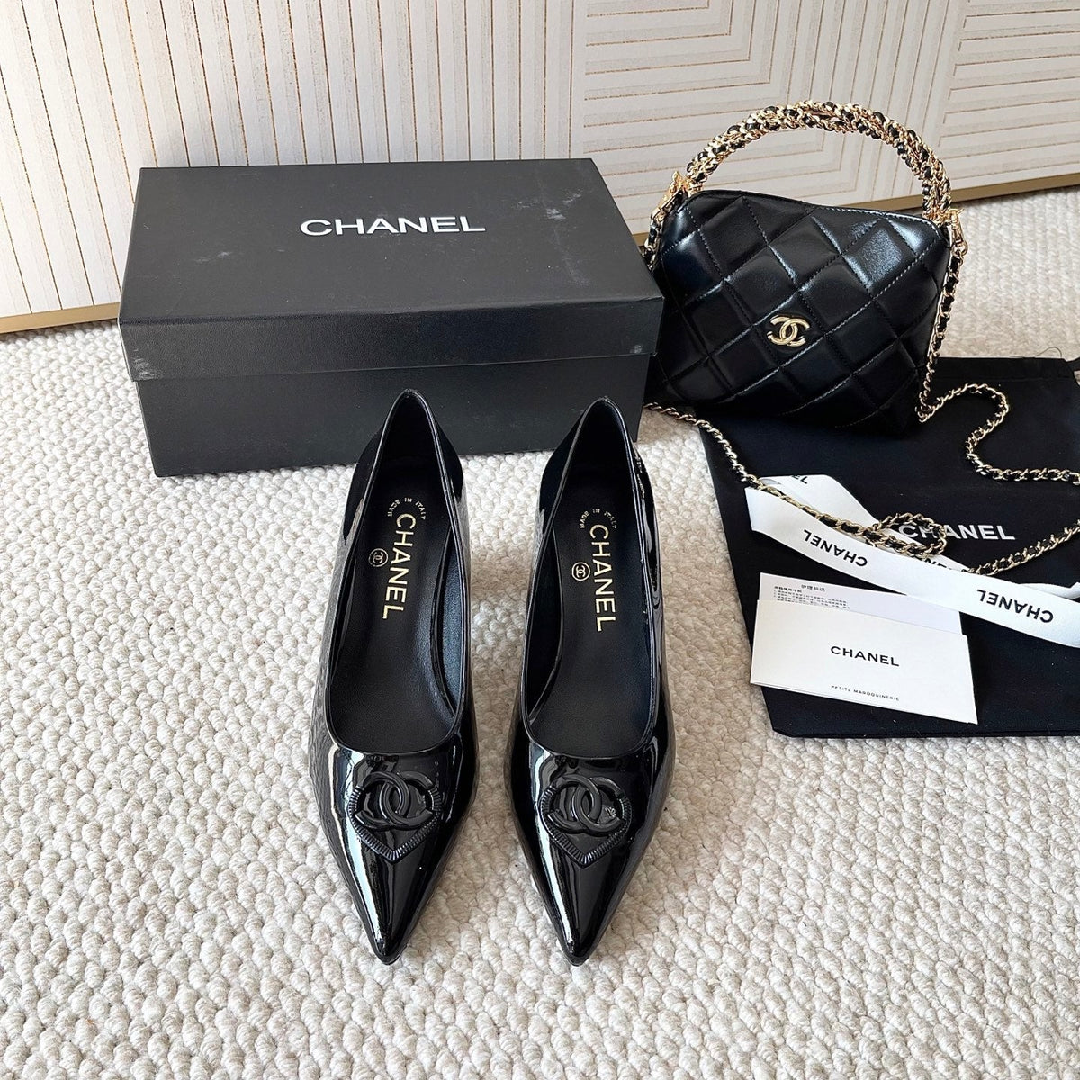 Chanel 2026 Pump With Heart-shaped Buckle Black Patent Leather 787144