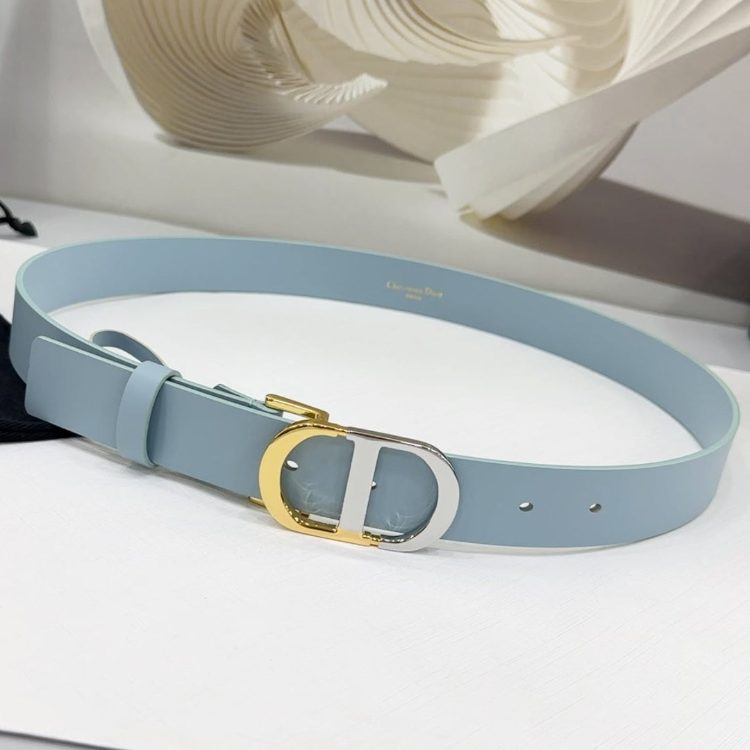 Dior 2026 Two-Tone Buckle Belt 30mm Leather 186129