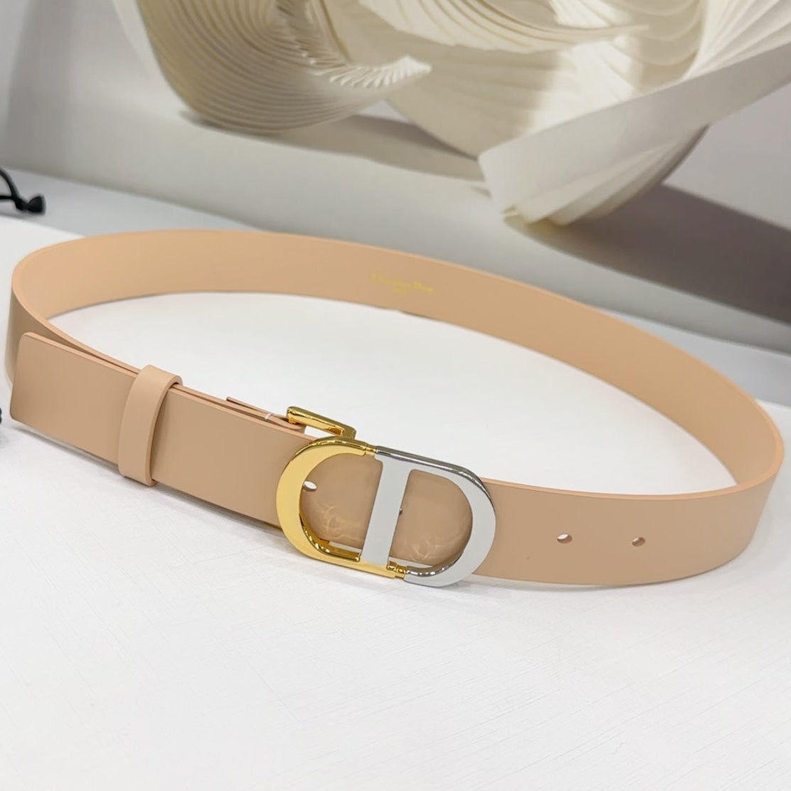 Dior 2026 Two-Tone Buckle Belt 30mm Leather 186129