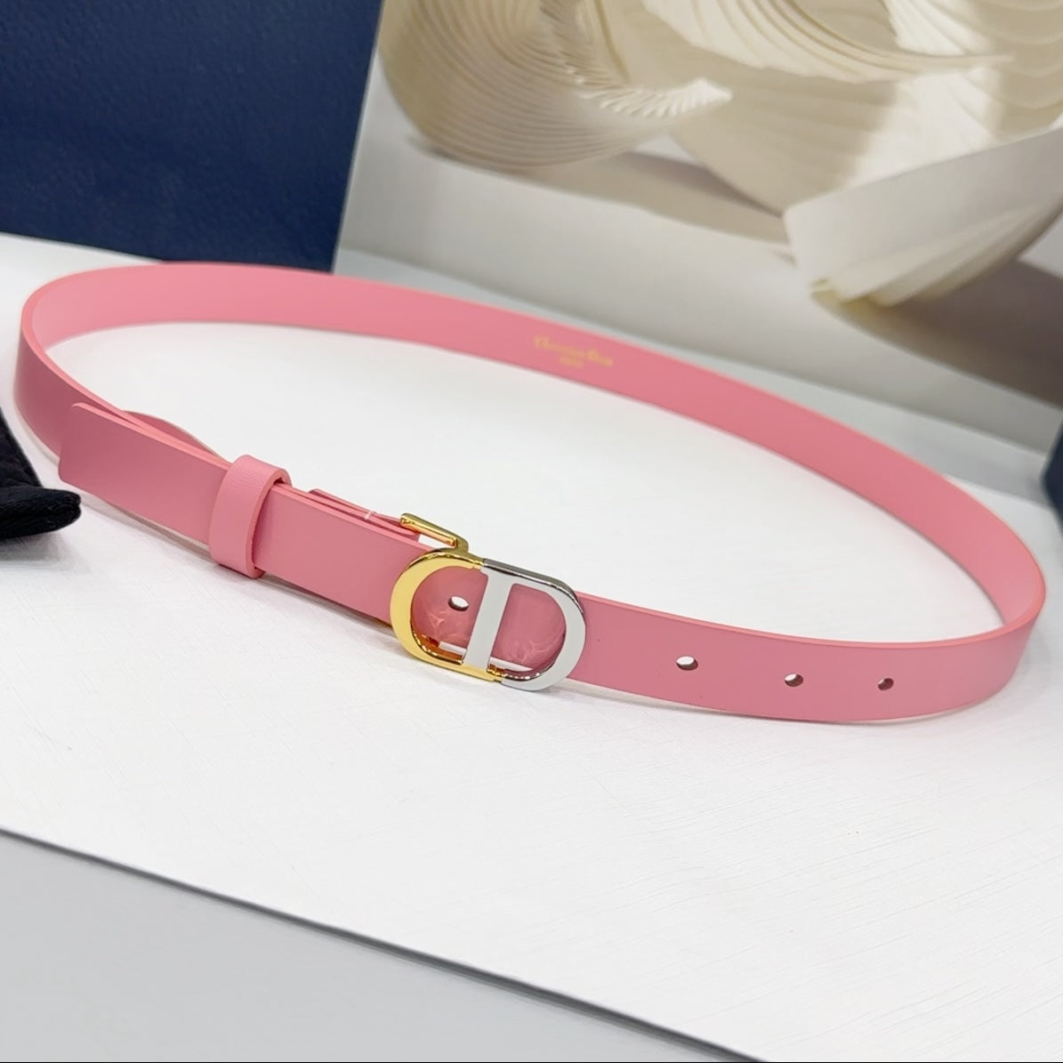 Dior 2026 Two-Tone Buckle Belt 20mm Leather 186140