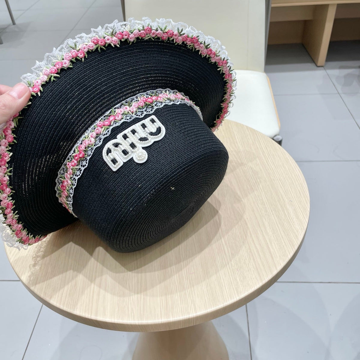 Miumiu Braided Straw-trimmed Bowl Hat 219091