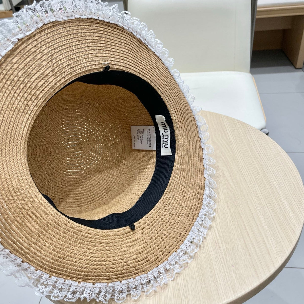 Miumiu Braided Straw-trimmed Bowl Hat 219091