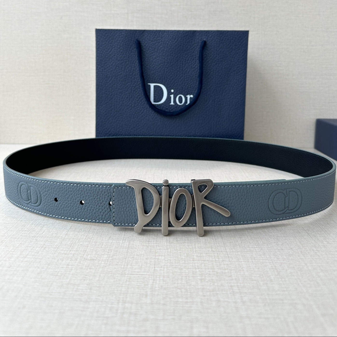 Dior 2026 Shawn Stussy Reversible Belt 35mm Calfskin