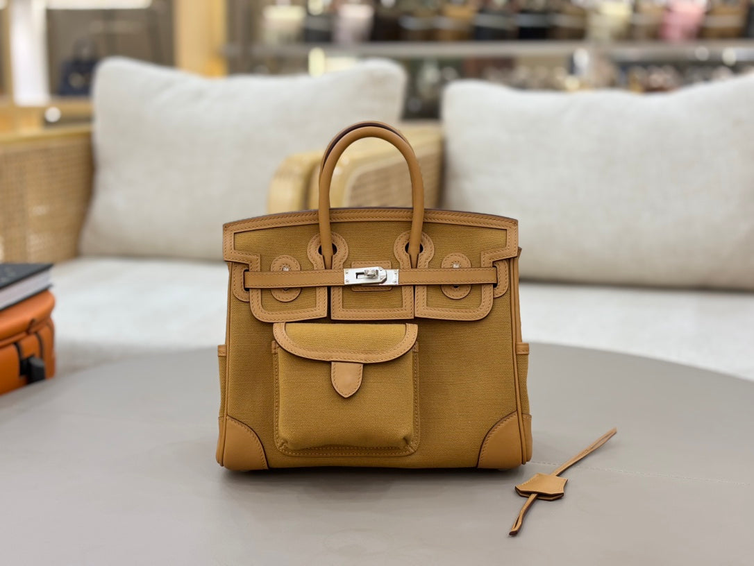 High-end Hermes 2026 Birkin Cargo 25cm Swift Leather Canvas