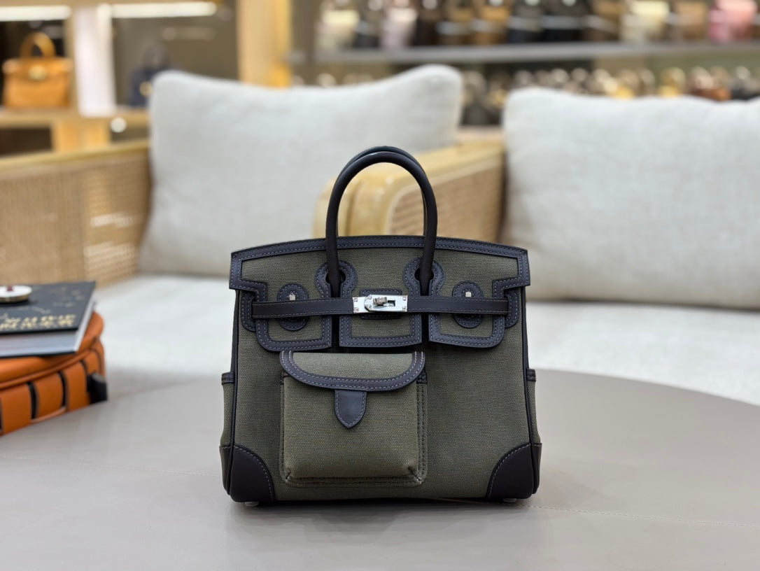 High-end Hermes 2026 Birkin Cargo 25cm Swift Leather Canvas
