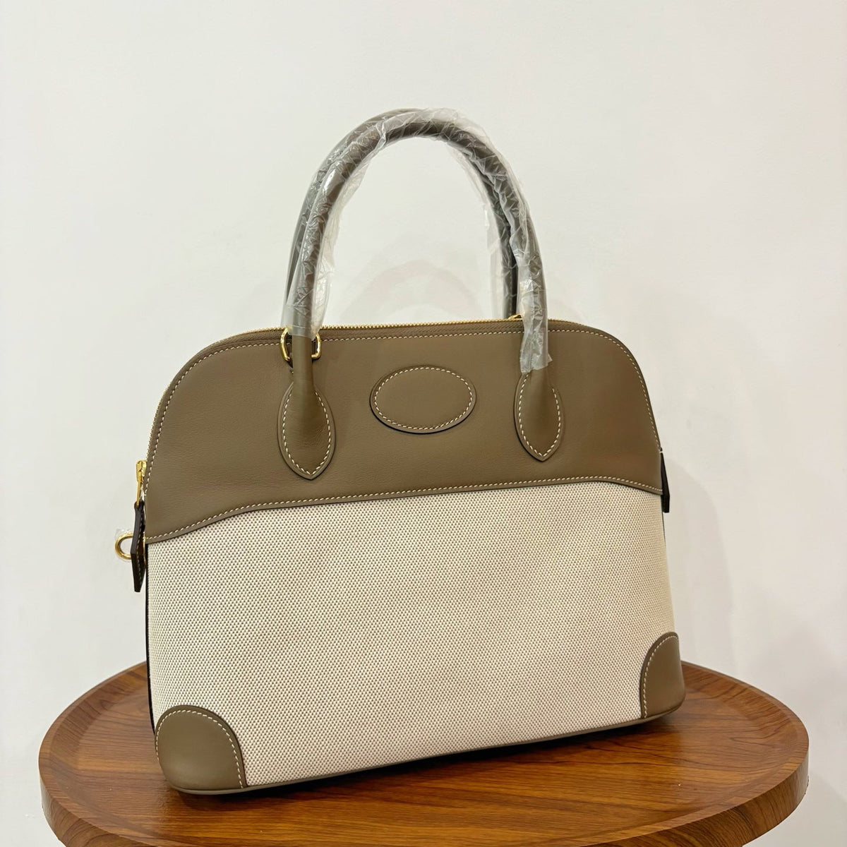 High-end Hermes 2026 Bolide Bowling Bag 31cm Canvas/Swift Leather