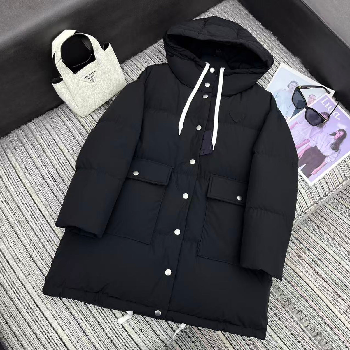 Prada 2025 Long Jacket Re-Nylon Down 322412