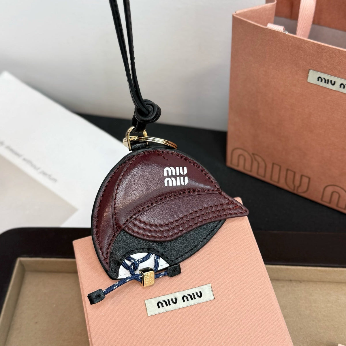 Miu Miu Baseball Cap Charm Leather