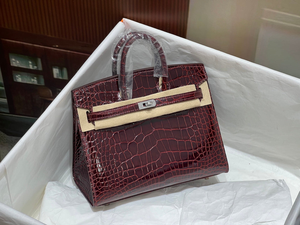 High-end Hermes 2026 Birkin Bag 25cm Glossy Crocodile Leather
