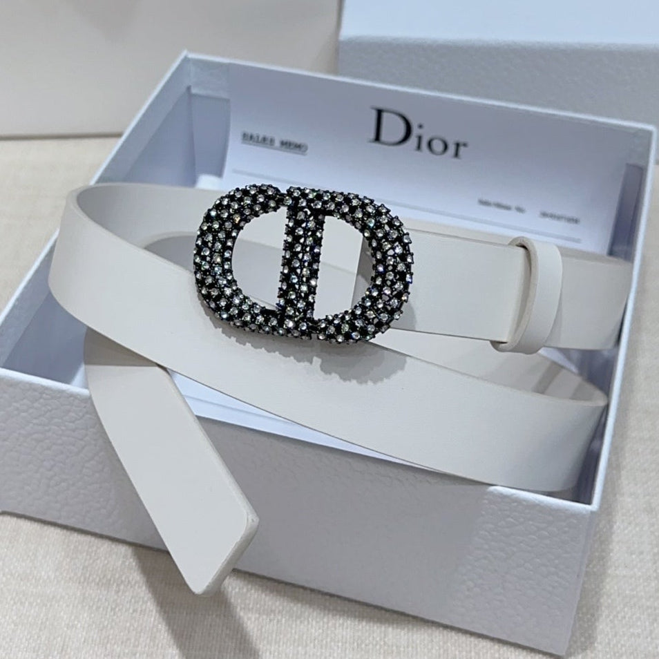 Dior 2026 Rhinestones Buckle Belt 25mm Cowhide 196490