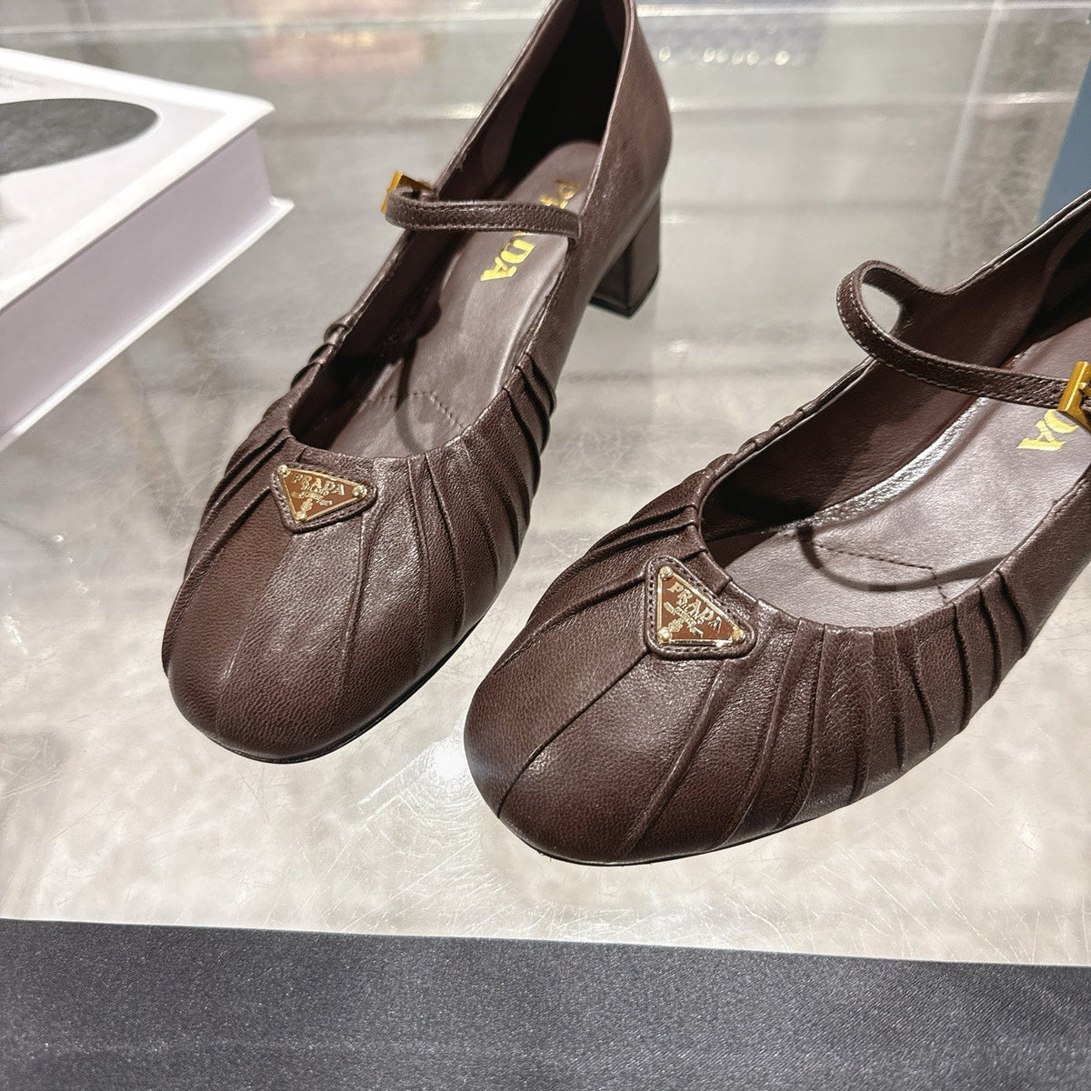 Prada 2026 Heel Ballet Shoe 40mm Sheepskin 715598