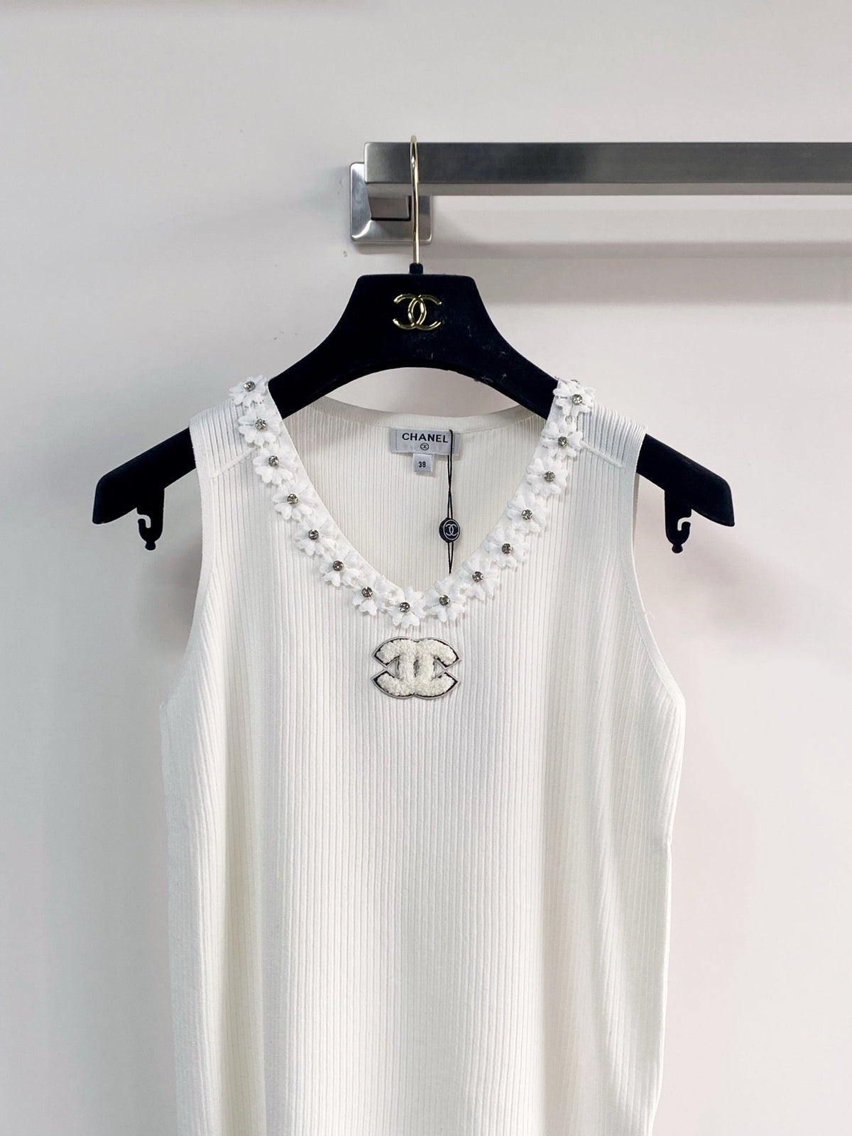 Chanel 2026  Flower Shirt White and Black Polyester Viscose