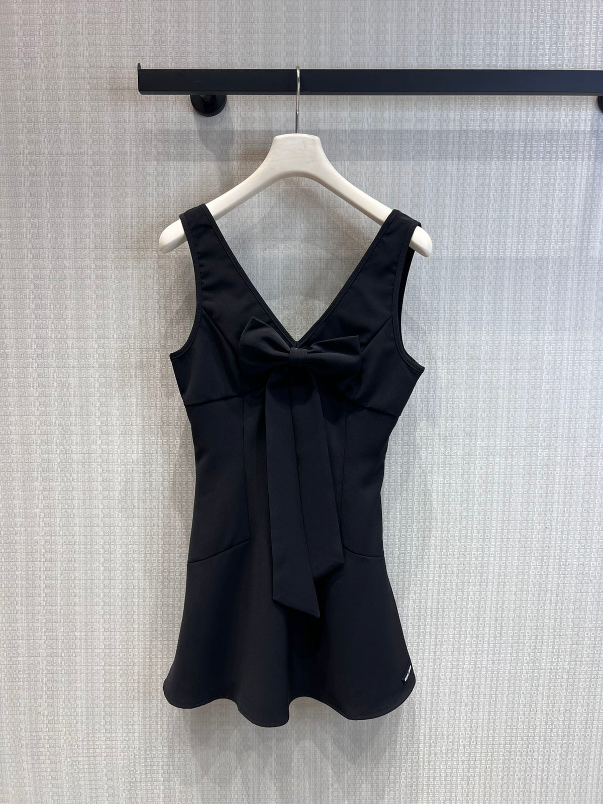Miumiu 2026 V-neck Bow Vest Dress Black and White Polyester 356964