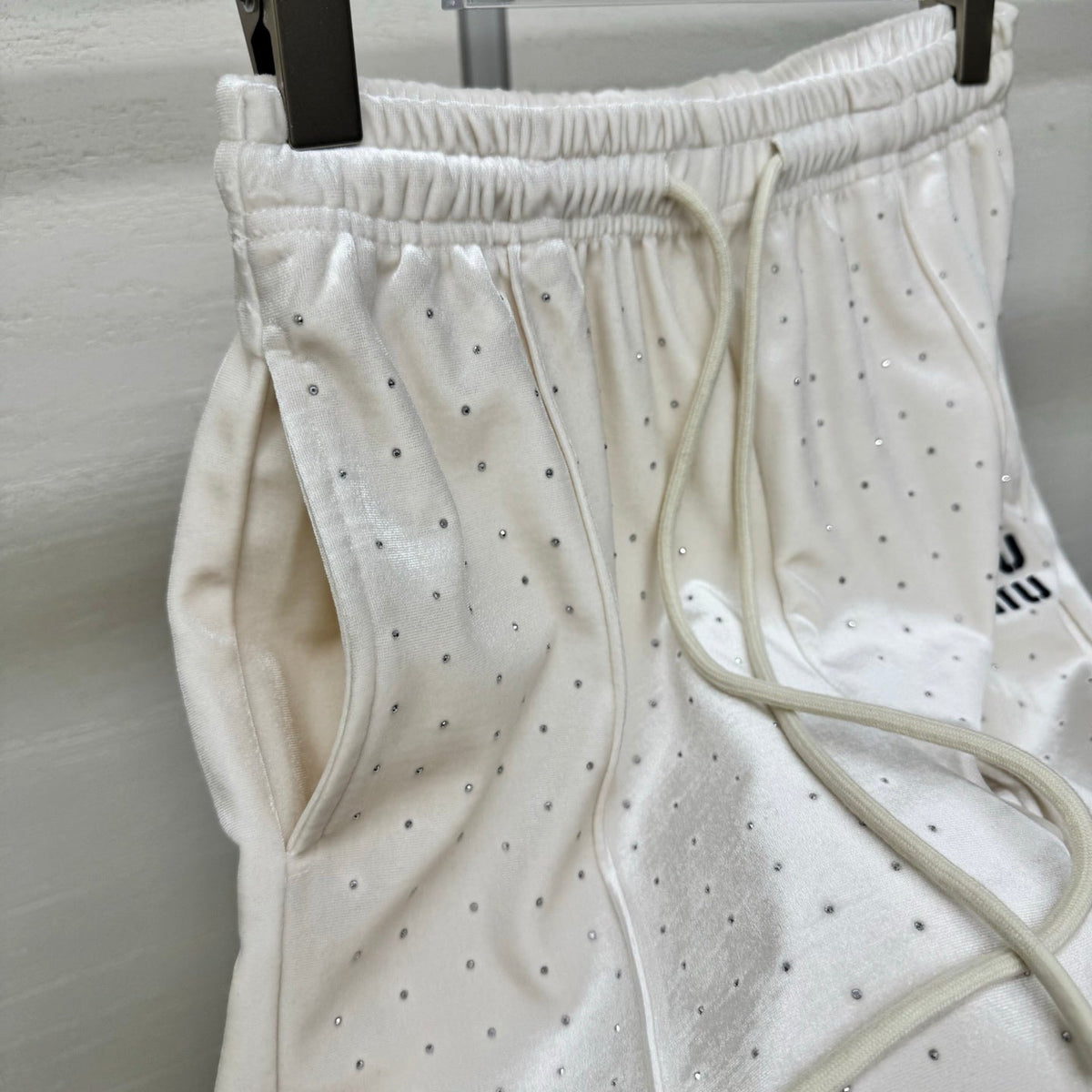 Miumiu 2026 Pants with Rhinestone Embroidery Silk Viscose 356809