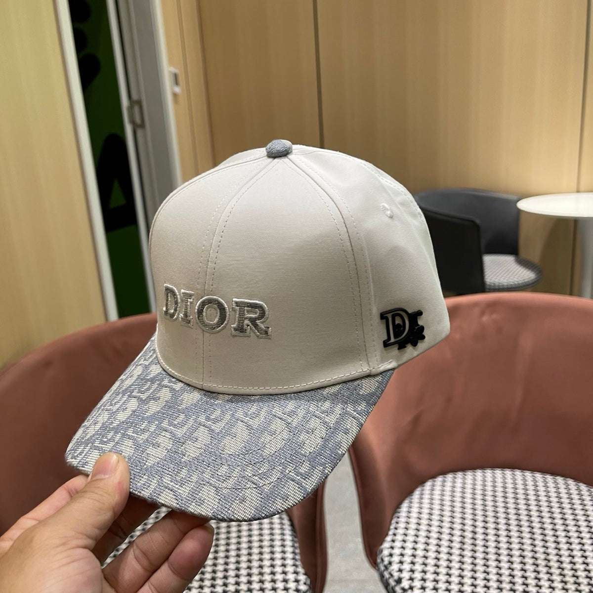 Dior Embroidered Baseball Cap Gray Black Cotton 219158