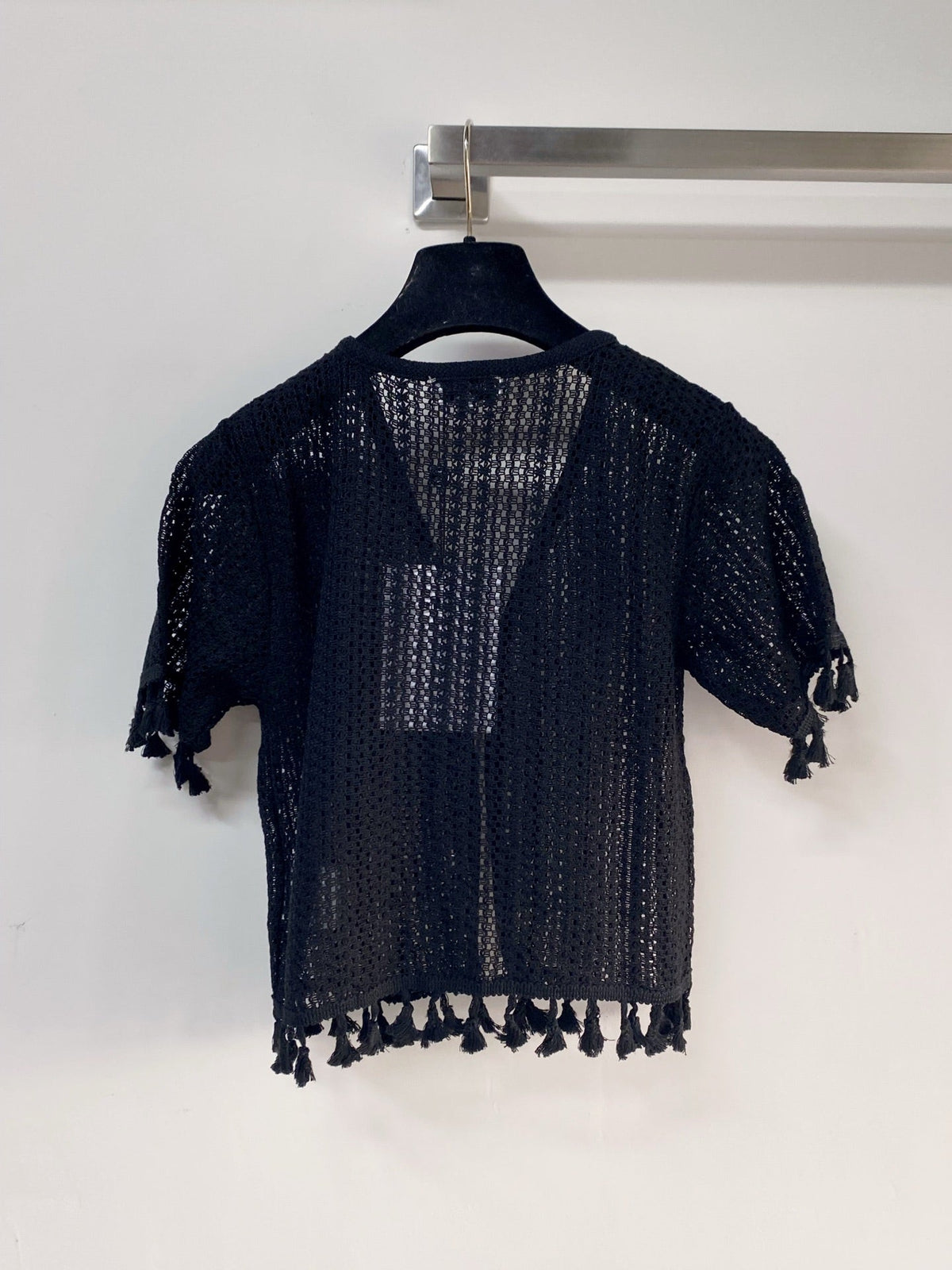 Chanel 2026 Crochet Knitted Cardigan Black and White Cotton
