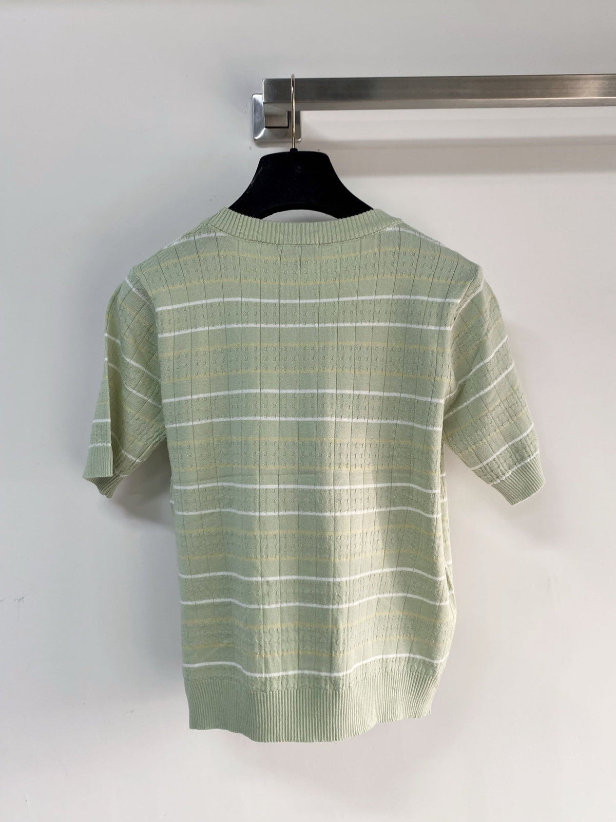 Chanel 2026 Short-sleeved T-shirt Green White Cashmere Wool 149440