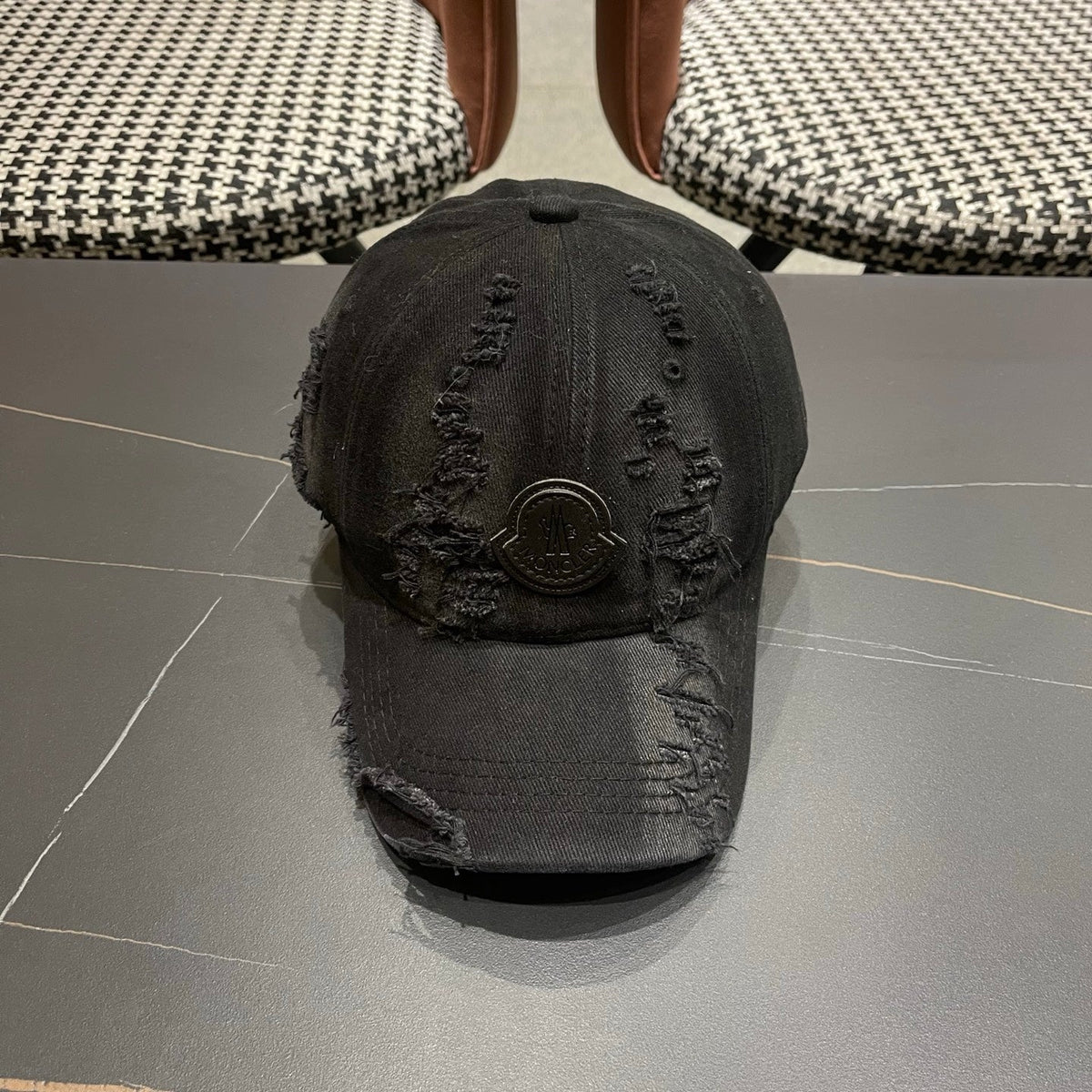 Moncler 2026 Distressed Baseball Cap Hat Denim 566104